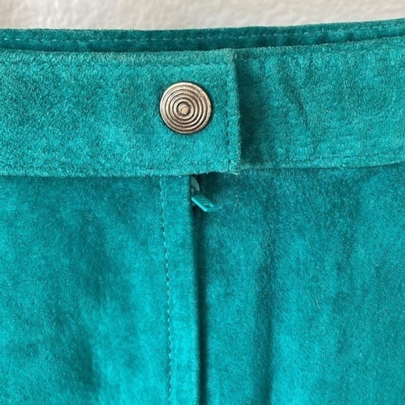 NWT Vintage 100% Leather Global Identity Teal Blue Skirt - Picture 7 of 10